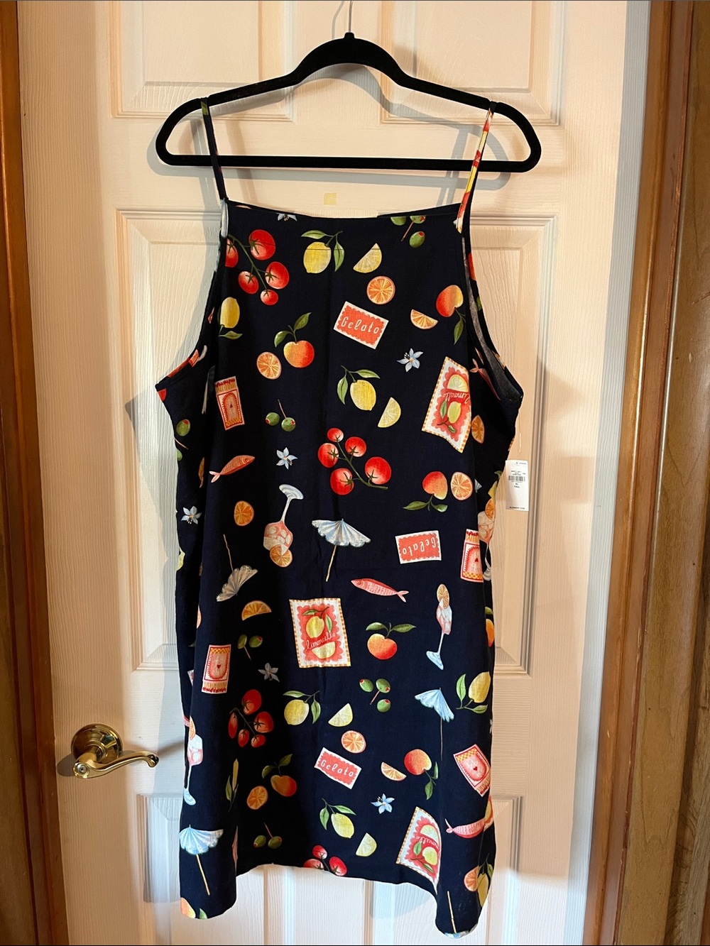 NWT Old Navy “Mixed Fruit” Apron Neck Mini Shift Dress